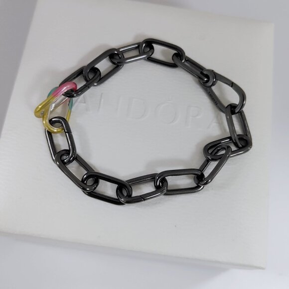 Pandora ME Link Chain Bracelet with Tie-dye Double Link rainbow Ruthenium-Plated - Picture 3 of 5